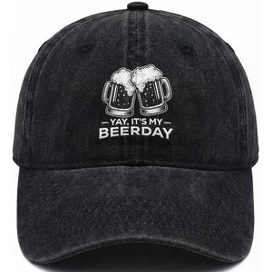 Yay Its My Beerday Washed Cotton Baseball Cap Funny Birthday Party Gift For Beer Lovers TS12 Print Your Wear