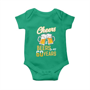 60th Birthday Party Gift Baby Onesie Cheers Beers To My 60 Years