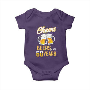 60th Birthday Party Gift Baby Onesie Cheers Beers To My 60 Years