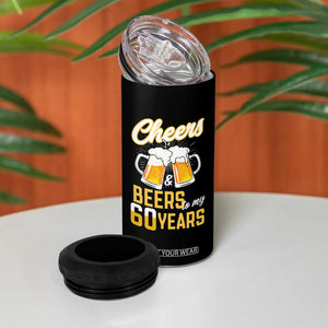 60th Birthday Party Gift 4 in 1 Can Cooler Tumbler Cheers Beers To My 60 Years