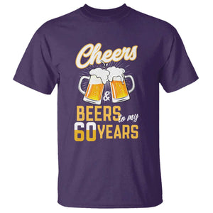 60th Birthday Party Gift T Shirt Cheers Beers To My 60 Years TS12 Purple Print Your Wear