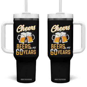 60th Birthday Party Gift Tumbler With Handle Cheers Beers To My 60 Years