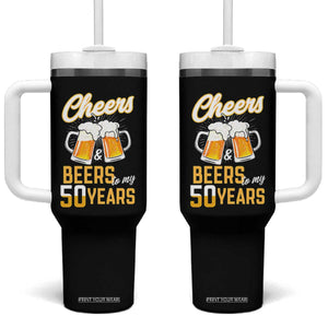 50th Birthday Party Gift Tumbler With Handle Cheers Beers To My 50 Years
