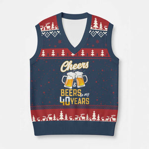 40th Birthday Party Gift V-Neck Knit Sweater Vest Cheers Beers To My 40 Years