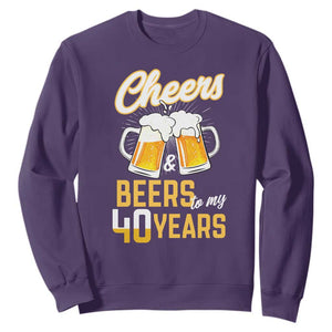 40th Birthday Party Gift Sweatshirt Cheers Beers To My 40 Years