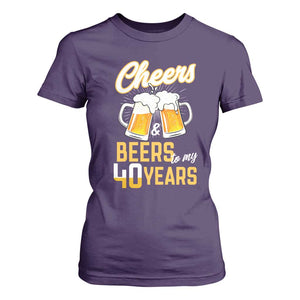 40th Birthday Party Gift T Shirt For Women Cheers Beers To My 40 Years