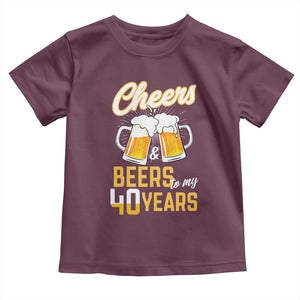 40th Birthday Party Gift Toddler T Shirt Cheers Beers To My 40 Years