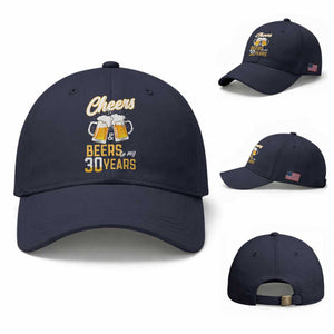 30th Birthday Party Gift Baseball Cap Cheers Beers To My 30 Years TS12 Baseball Cap Universal Fit Navy Print Your Wear