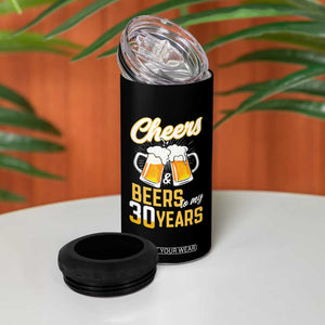 30th Birthday Party Gift 4 in 1 Can Cooler Tumbler Cheers Beers To My 30 Years