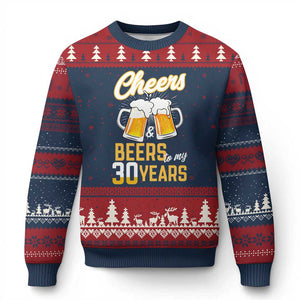 30th Birthday Party Gift Ugly Christmas Sweater Cheers Beers To My 30 Years
