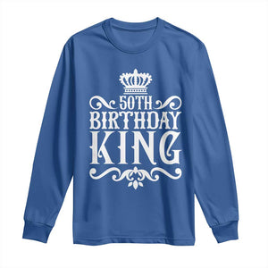 50th Birthday King Royal Crown Graphic For Men Long Sleeve Shirt