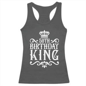 50th Birthday King Royal Crown Graphic For Men Racerback Tank Top TS12 Dark Heather Print Your Wear