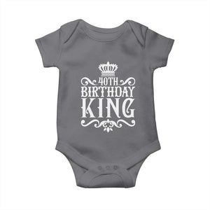 40th Birthday King Royal Crown Graphic For Men Baby Onesie TS12 Charcoal Print Your Wear