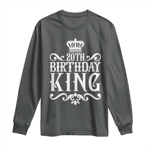 20th Birthday King Crown Gift For Men Long Sleeve Shirt TS12 Dark Heather Print Your Wear