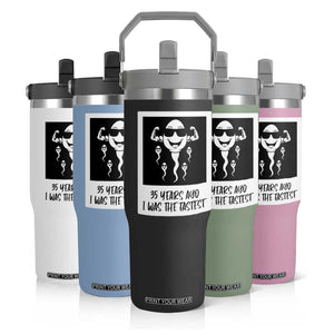 35 Years Ago I Was The Fastest Flip Straw Tumbler Hilarious 35th Birthday Party Graphic