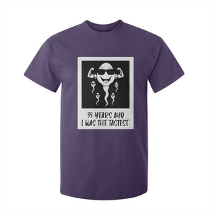 35 Years Ago I Was The Fastest T Shirt For Kid Hilarious 35th Birthday Party Graphic TS12 Purple Print Your Wear