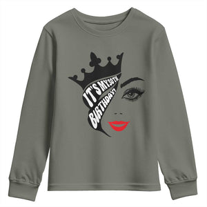 Its My 30th Birthday Youth Sweatshirt Birthday Queen Crown Gift For Women TS12 Military Green Print Your Wear