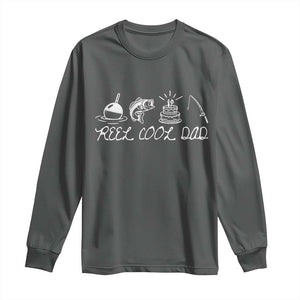 Reel Cool Dad Long Sleeve Shirt Funny Fishing Dad Birthday Gift TS12 Dark Heather Print Your Wear
