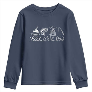 Reel Cool Dad Youth Sweatshirt Funny Fishing Dad Birthday Gift TS12 Navy Print Your Wear