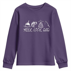 Reel Cool Dad Youth Sweatshirt Funny Fishing Dad Birthday Gift TS12 Purple Print Your Wear