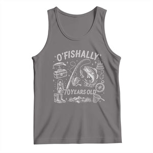 O'Fishally 70 Years Old Tank Top Funny Fisherman Birthday Graphic TS12 Deep Heather Print Your Wear