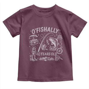 O'Fishally 40 Years Old Toddler T Shirt Funny Fisherman Birthday Graphic TS12 Maroon Print Your Wear
