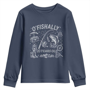 O'Fishally 20 Years Old Youth Sweatshirt Funny Fisherman Birthday Graphic