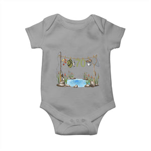 70th Birthday Fishing Baby Onesie Fisherman Birthday Party Gift TS12 Sport Gray Print Your Wear