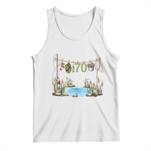 70th Birthday Fishing Tank Top Fisherman Birthday Party Gift TS12 White Print Your Wear