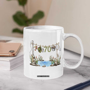 70th Birthday Fishing Coffee Mug Fisherman Birthday Party Gift TS12 Print Your Wear