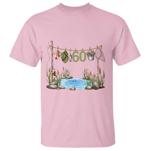 60th Birthday Fishing T Shirt Fisherman Birthday Party Gift TS12 Light Pink Print Your Wear