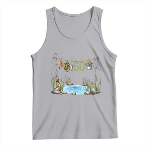 60th Birthday Fishing Tank Top Fisherman Birthday Party Gift TS12 Athletic Heather Print Your Wear