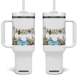 60th Birthday Fishing Tumbler With Handle Fisherman Birthday Party Gift