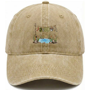 60th Birthday Fishing Washed Cotton Baseball Cap Fisherman Birthday Party Gift TS12 Print Your Wear