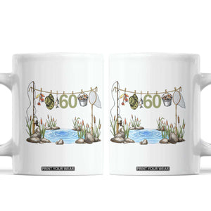 60th Birthday Fishing Coffee Mug Fisherman Birthday Party Gift TS12 White Print Your Wear