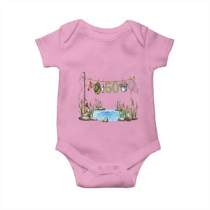 50th Birthday Fishing Baby Onesie Fisherman Birthday Party Gift TS12 Light Pink Print Your Wear