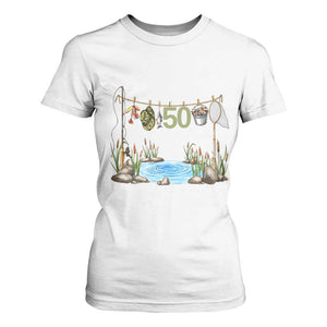 50th Birthday Fishing T Shirt For Women Fisherman Birthday Party Gift TS12 White Print Your Wear