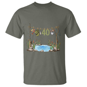 40th Birthday Fishing T Shirt Fisherman Birthday Party Gift TS12 Military Green Print Your Wear