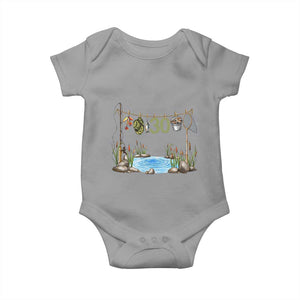 30th Birthday Fishing Baby Onesie Fisherman Birthday Party Gift TS12 Sport Gray Print Your Wear