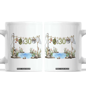 30th Birthday Fishing Coffee Mug Fisherman Birthday Party Gift TS12 White Print Your Wear