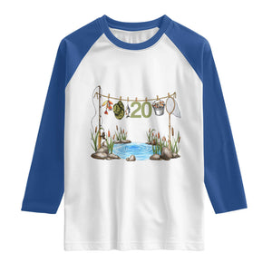 20th Birthday Fishing Raglan Shirt Fisherman Birthday Party Gift TS12 White Royal Print Your Wear