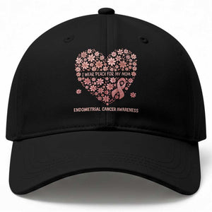 Endometrial Cancer Family Support Baseball Cap I Wear Peach For My Mom