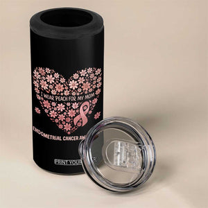 Endometrial Cancer Family Support 4 in 1 Can Cooler Tumbler I Wear Peach For My Mom