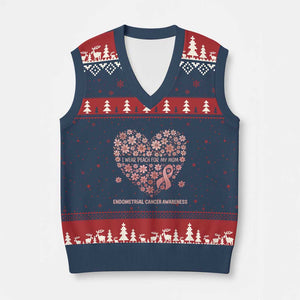 Endometrial Cancer Family Support V-Neck Knit Sweater Vest I Wear Peach For My Mom