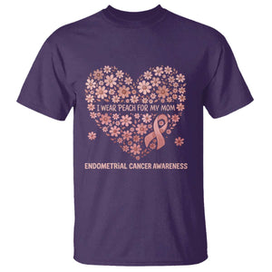 Endometrial Cancer Family Support T Shirt I Wear Peach For My Mom