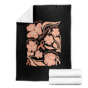 Endometrial Cancer Support Squad Floral Gift Throw Blanket In September We Wear Peach