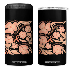 Endometrial Cancer Support Squad Floral Gift 4 in 1 Can Cooler Tumbler In September We Wear Peach