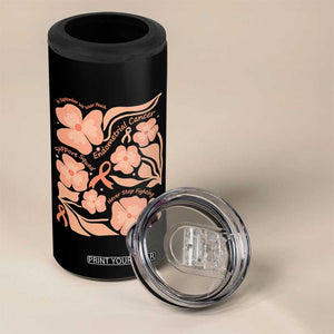 Endometrial Cancer Support Squad Floral Gift 4 in 1 Can Cooler Tumbler In September We Wear Peach