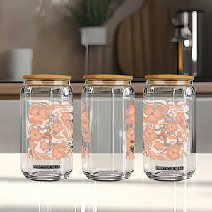 Endometrial Cancer Support Squad Floral Gift Glass Can In September We Wear Peach