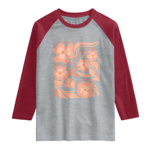 Endometrial Cancer Support Squad Floral Gift Raglan Shirt In September We Wear Peach